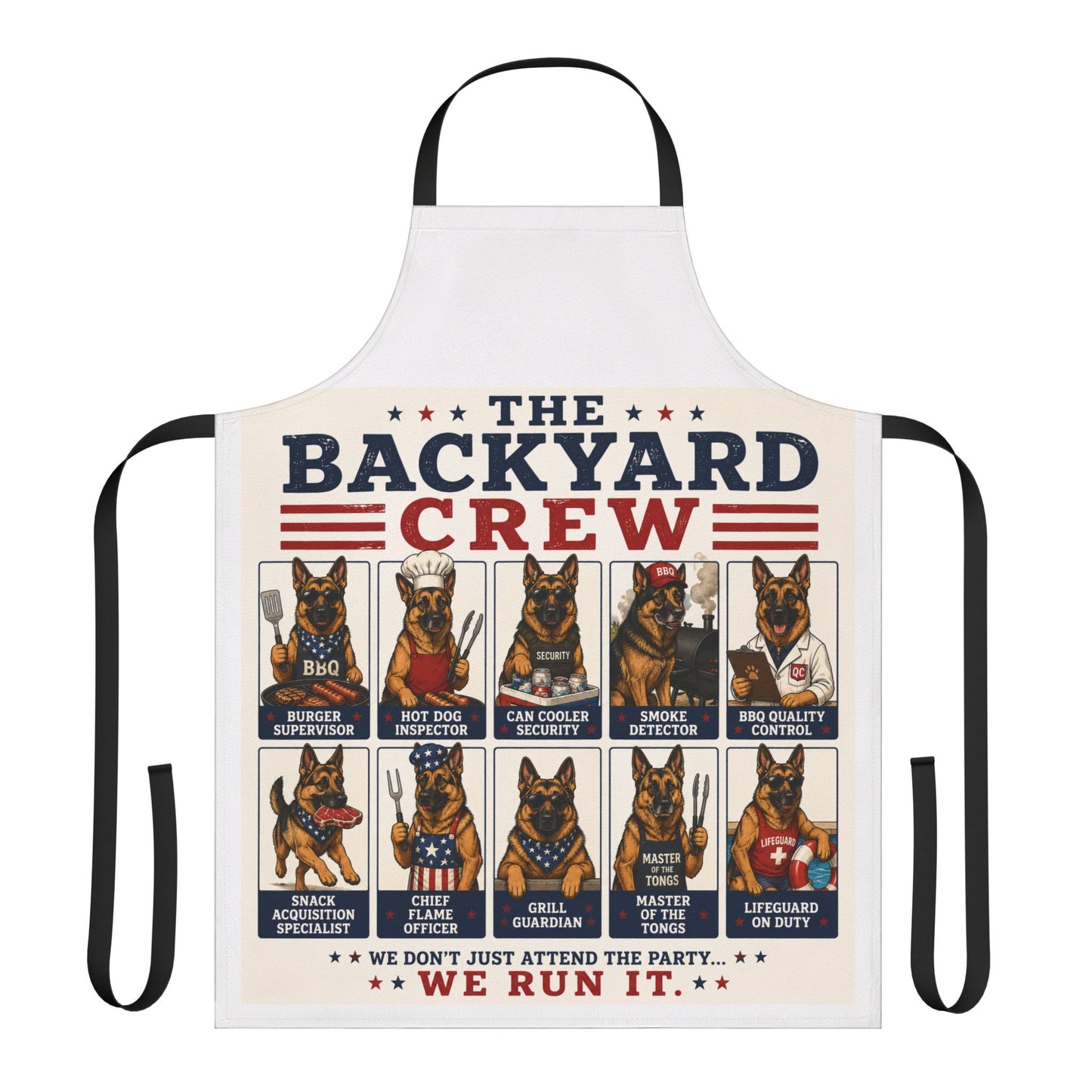 Backyard Crew Apron — Patriotic BBQ German Shepherd Grill Master Apron