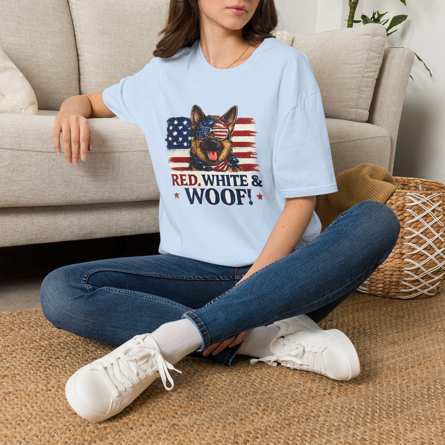 Patriotic German Shepherd Graphic T-Shirt | American Flag Dog Tee