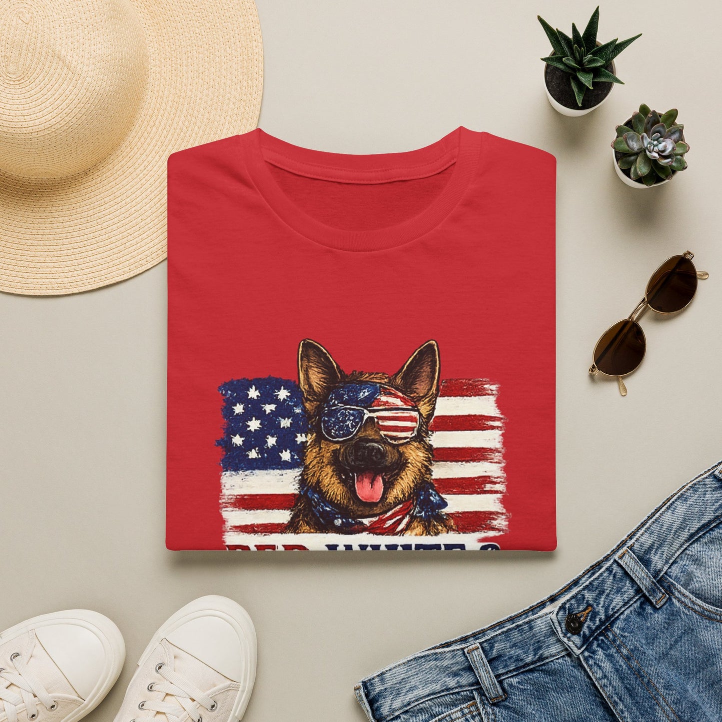 Patriotic German Shepherd Graphic T-Shirt | American Flag Dog Tee