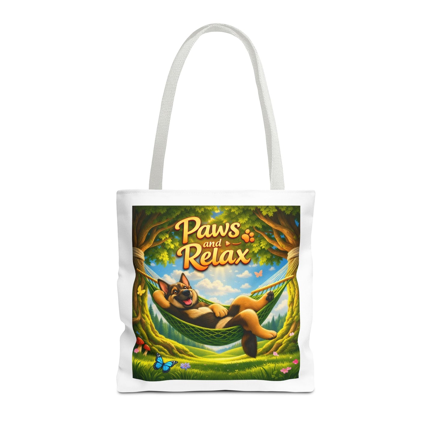 Paws & Relax German Shepherd Tote Bag – Cozy Hammock Dog Art Reusable Carryall