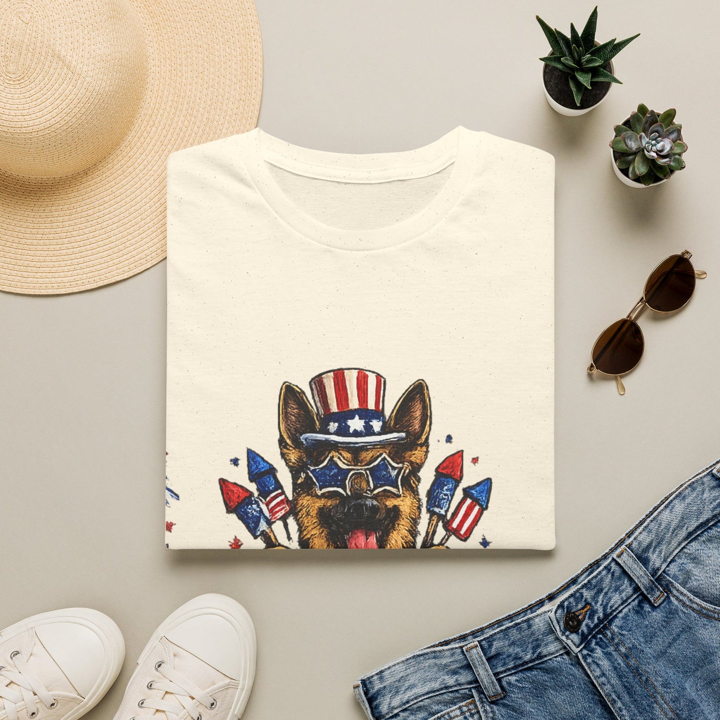 Lets Get Star Spangled Hammered T-Shirt | Patriotic German Shepherd, 4th of July