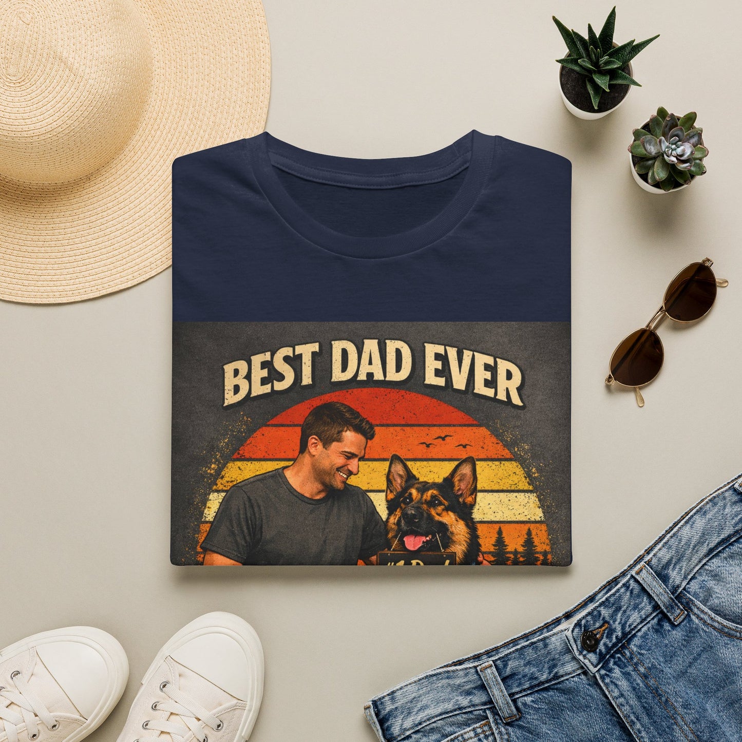 Best Dad Ever According to My Dog Shirt | German Shepherd Father’s Day Gift | Dog Dad Tee | #1 Dad Funny Pet Lover Shirt | Gildan 64000 Softstyle