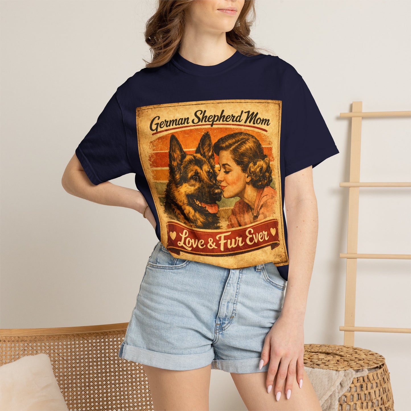 German Shepherd Mom Love & Fur Ever T-shirt | Vintage Dog Mom Tee