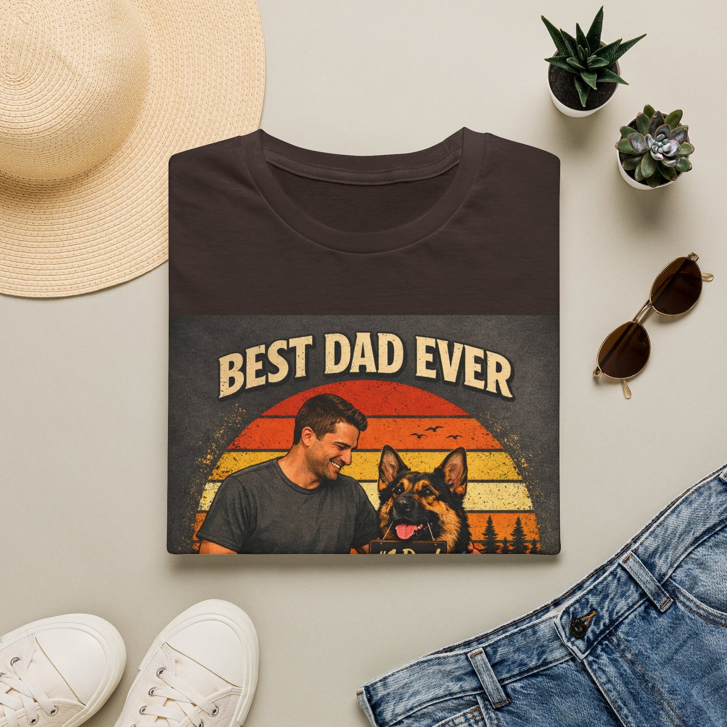 Best Dad Ever According to My Dog Shirt | German Shepherd Father’s Day Gift | Dog Dad Tee | #1 Dad Funny Pet Lover Shirt | Gildan 64000 Softstyle