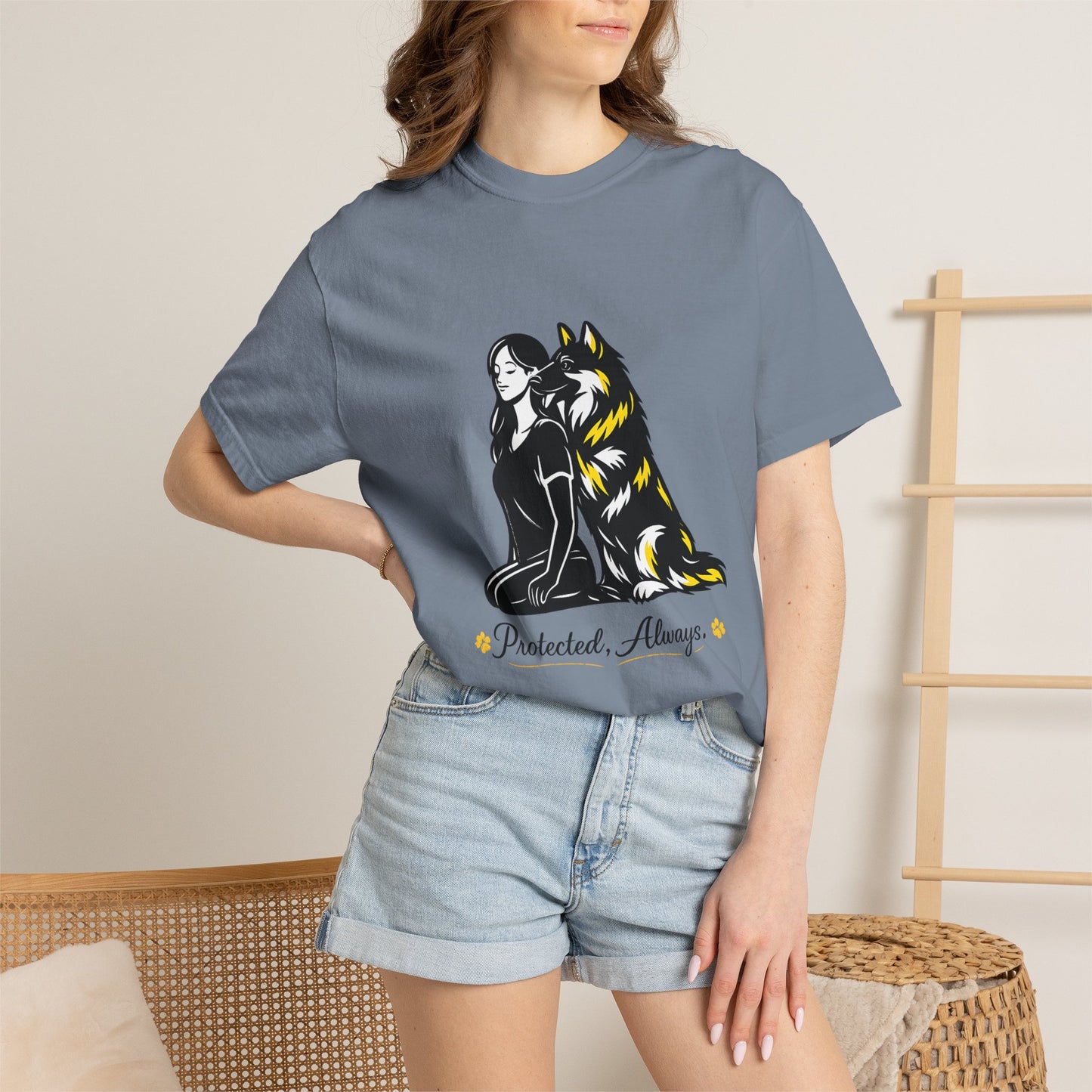 German Shephard and Woman, Guarded Forever, Petite Center Print