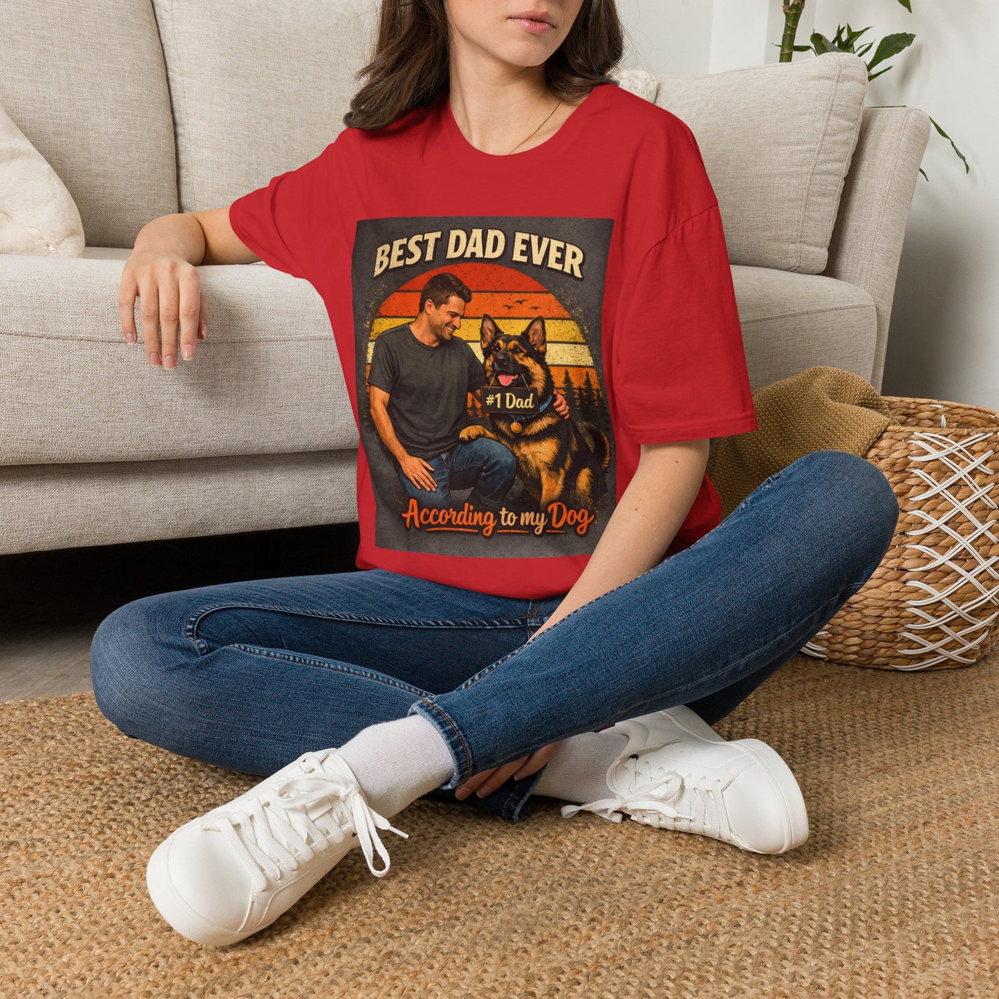 Best Dad Ever According to My Dog Shirt | German Shepherd Father’s Day Gift | Dog Dad Tee | #1 Dad Funny Pet Lover Shirt | Gildan 64000 Softstyle
