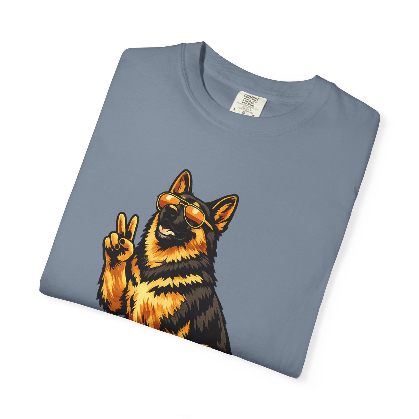 Guardians of Good Vibes German Shepherd T-shirt | Peace Sign Dog Tee