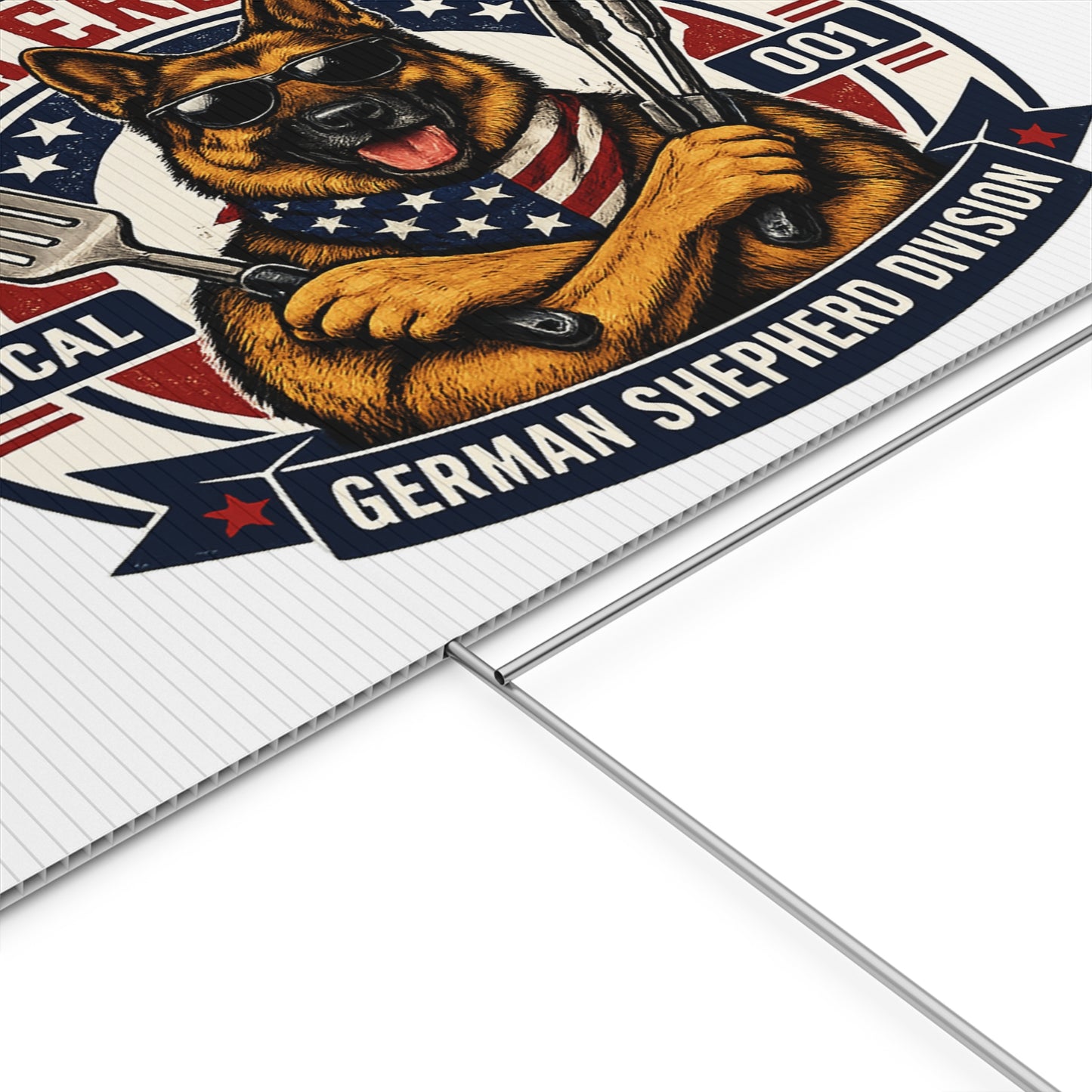 Plastic Yard Sign — Backyard Grillers Union German Shepherd Division BBQ Sign