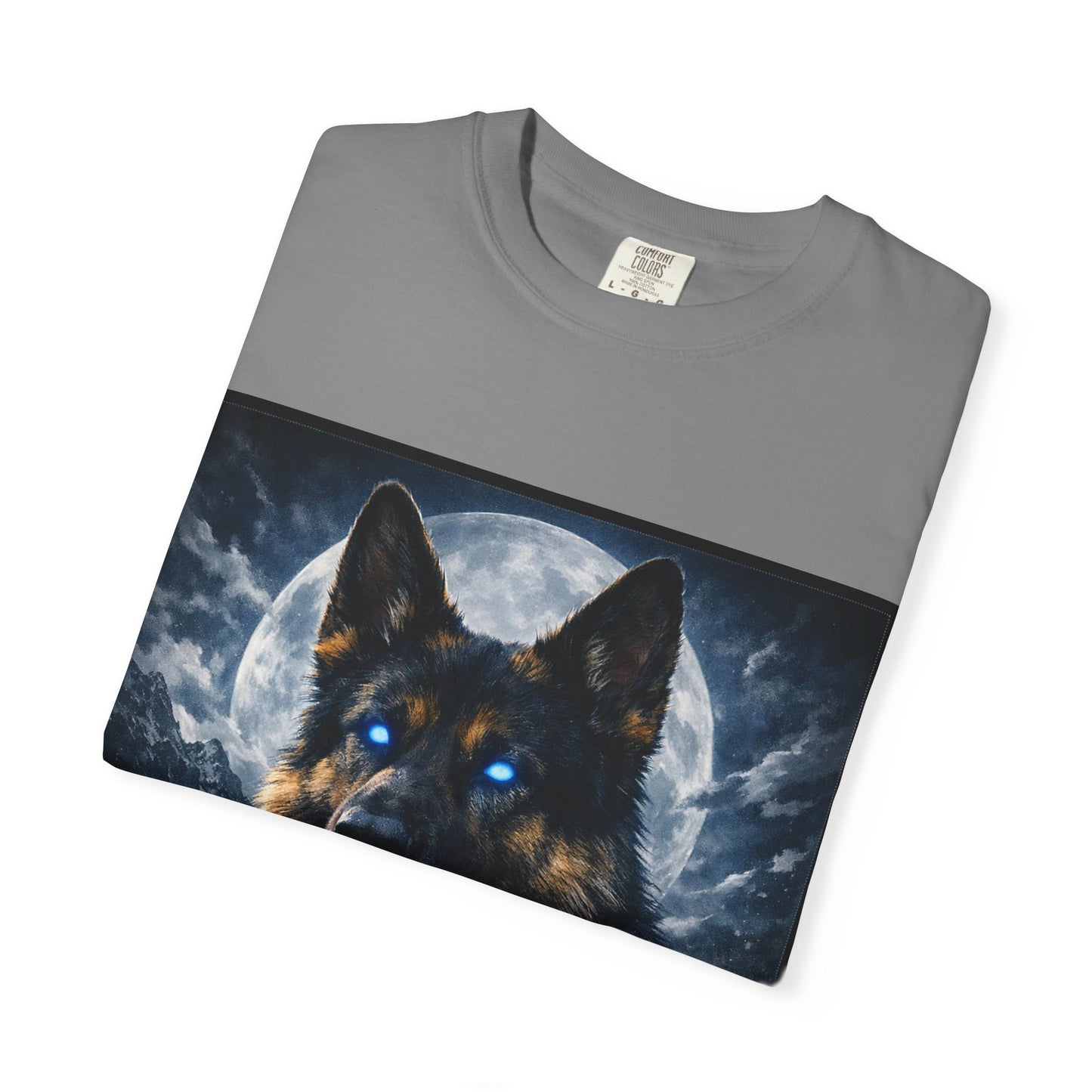 German Shepherd Portrait T-shirt | Dog Art, Night Sky Paw Print
