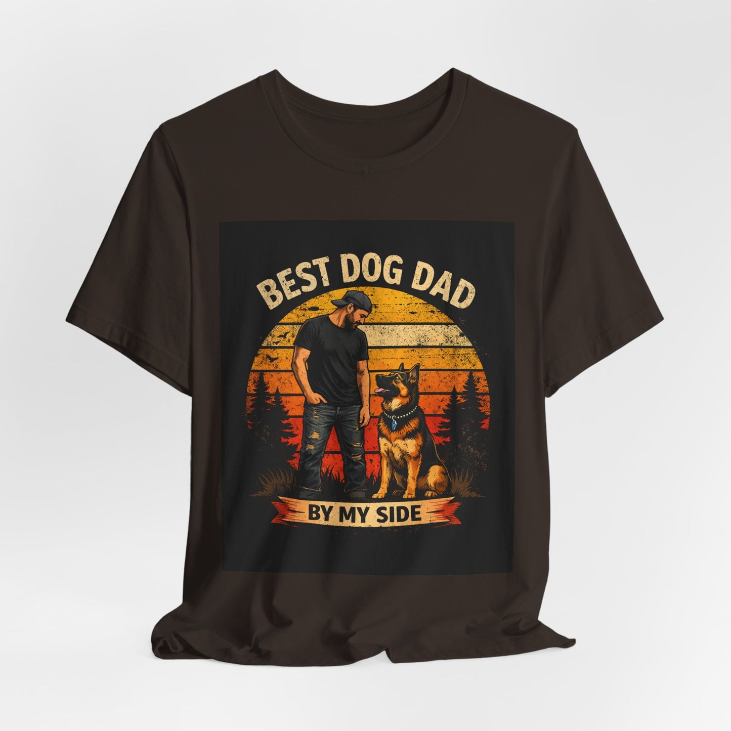 Best Dog Dad by My Side Tee | Man with German Shepherd Vintage Sunset