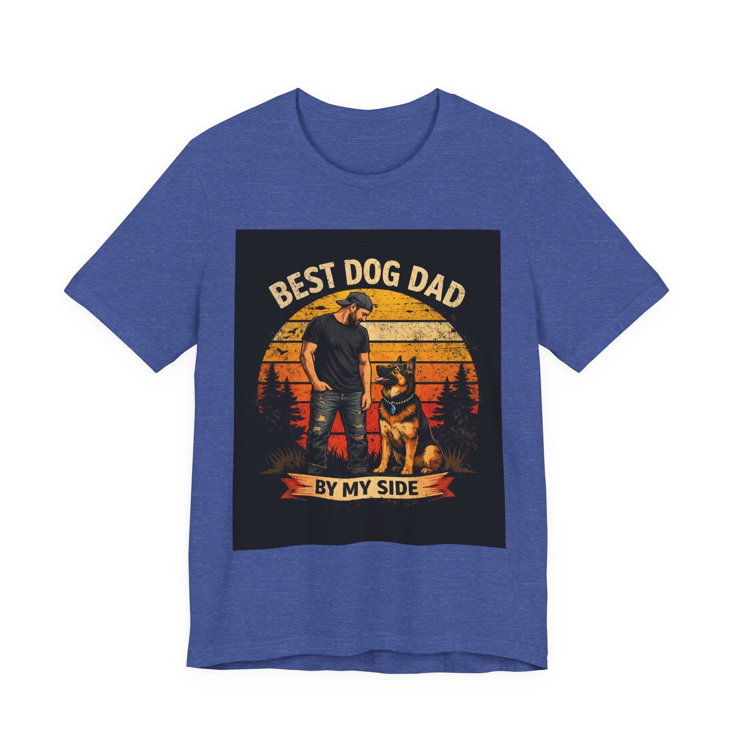Best Dog Dad by My Side Tee | Man with German Shepherd Vintage Sunset