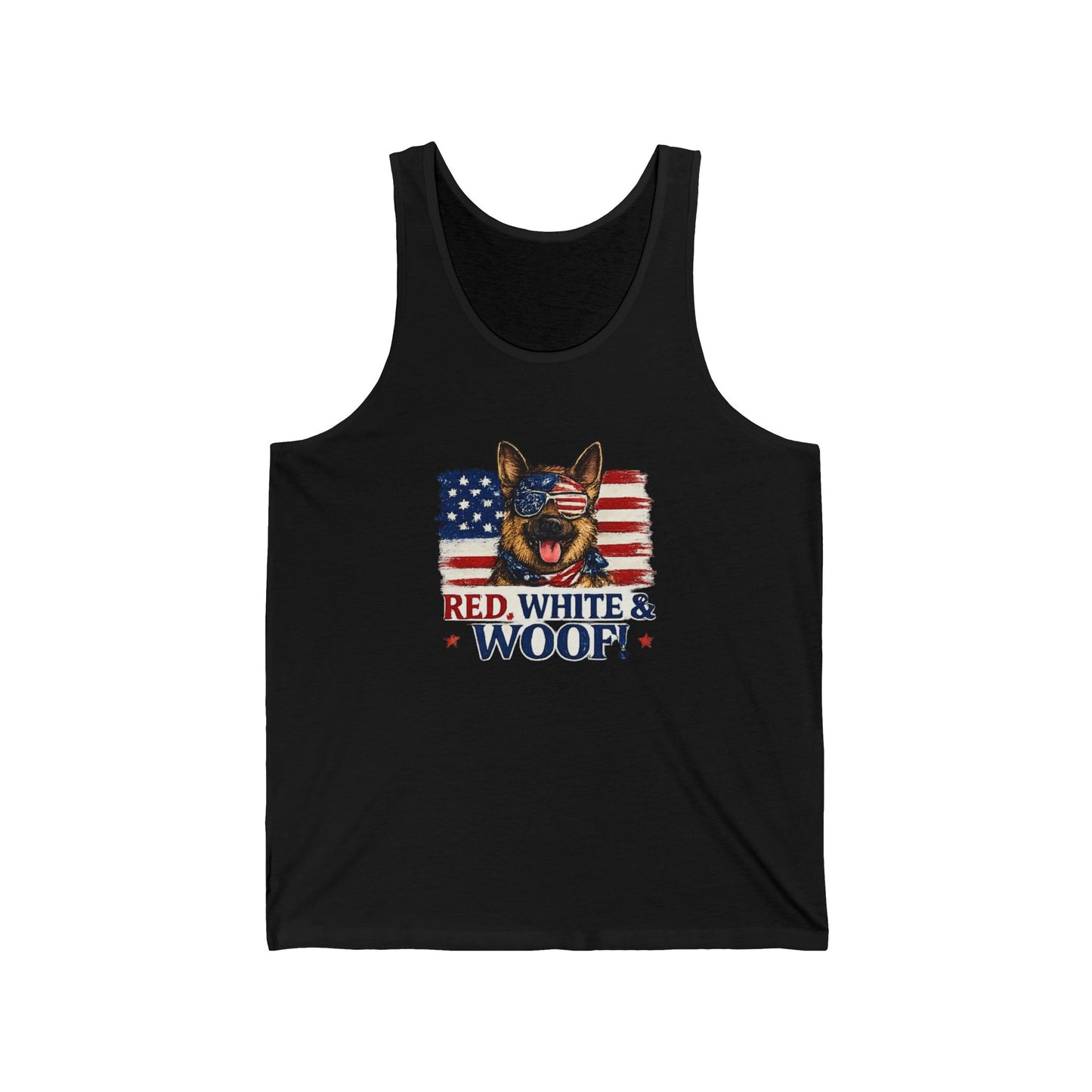 Red, White & Woof! Dog Face with American Flag Tank