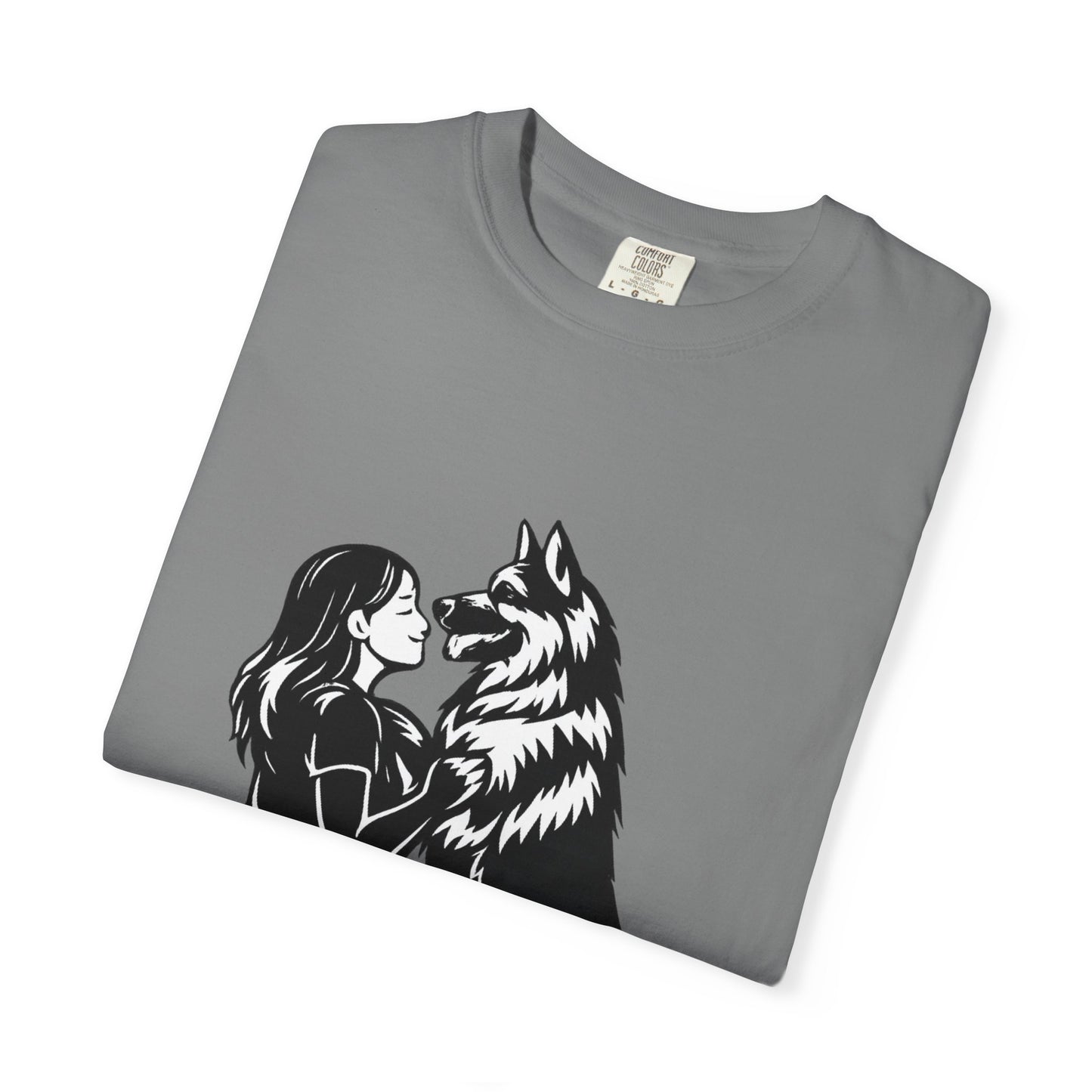 Girl and German Shepherd Illustration T-Shirt | My Heart Walks on Four Paws