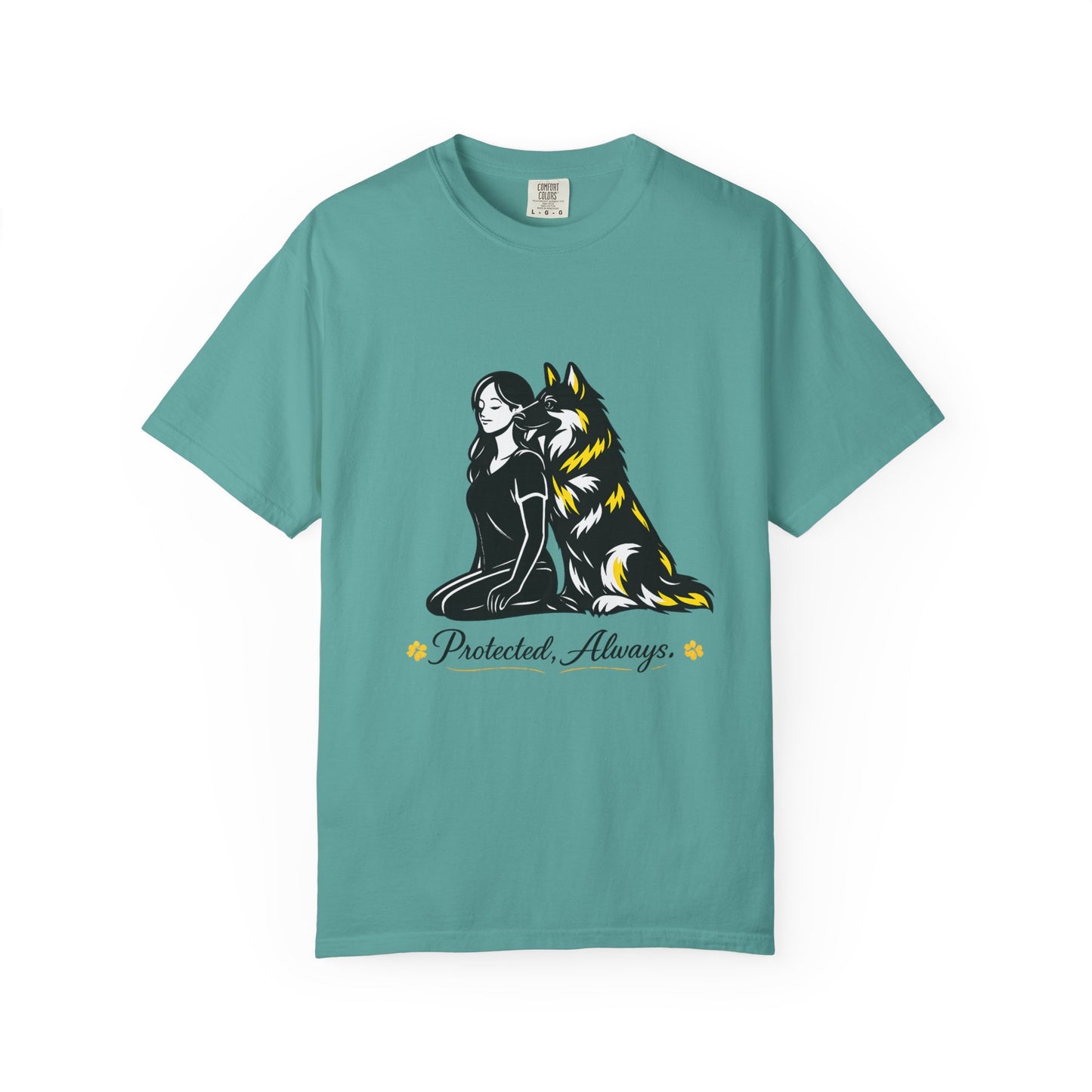 German Shephard and Woman, Guarded Forever, Petite Center Print