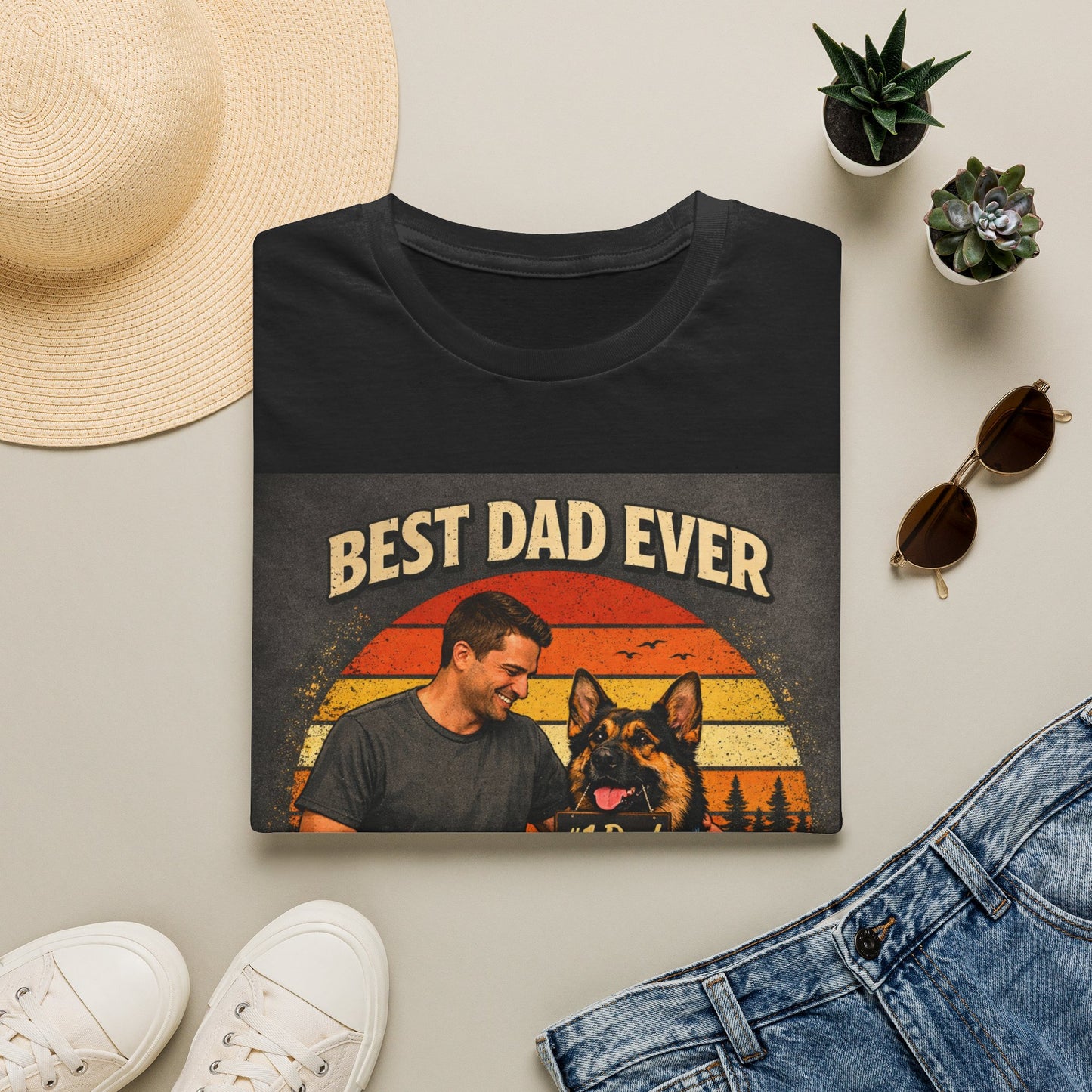 Best Dad Ever According to My Dog Shirt | German Shepherd Father’s Day Gift | Dog Dad Tee | #1 Dad Funny Pet Lover Shirt | Gildan 64000 Softstyle