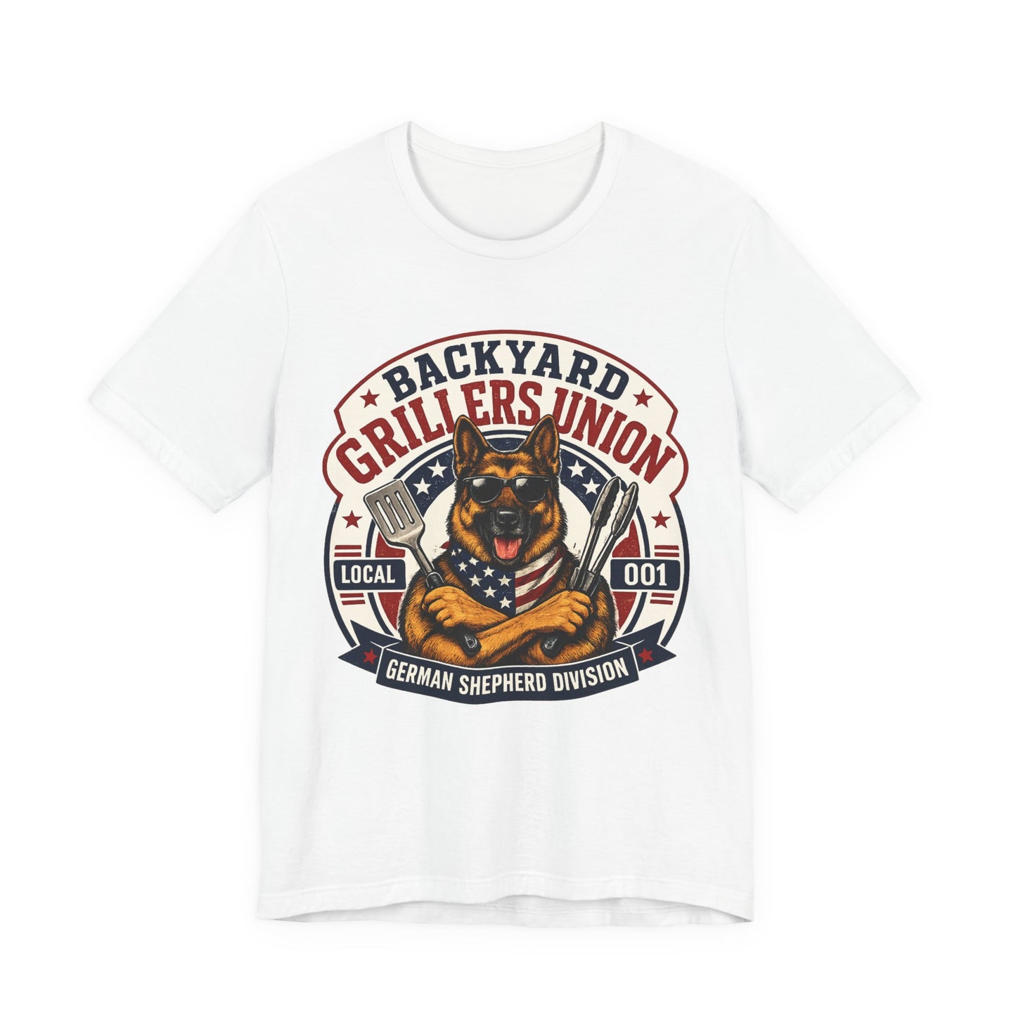 Backyard Grillers Union German Shepherd Patriotic T-Shirt