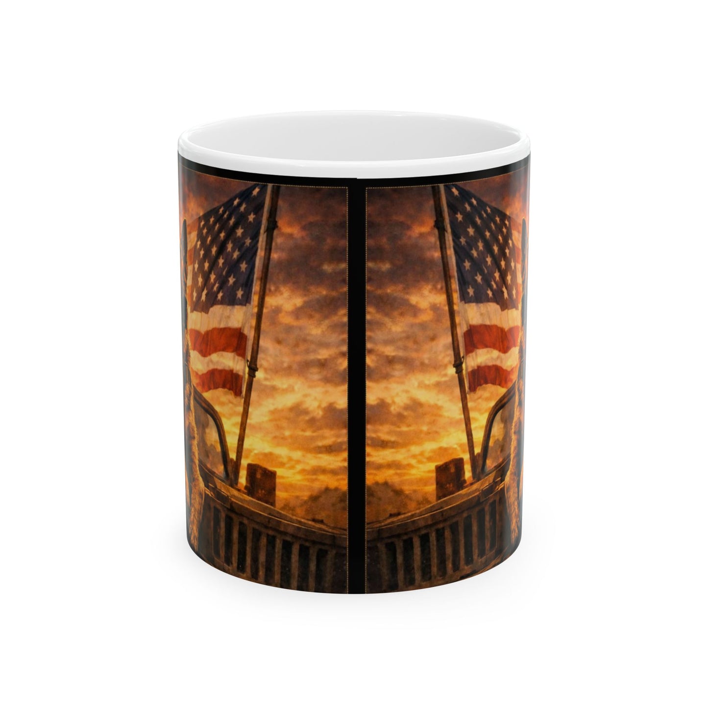 German Shepherd with American Flag Mug | Patriotic Dog Coffee Mug