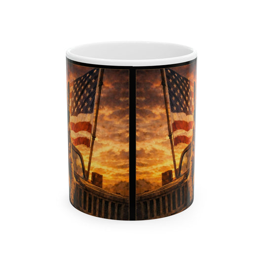 German Shepherd with American Flag Mug | Patriotic Dog Coffee Mug
