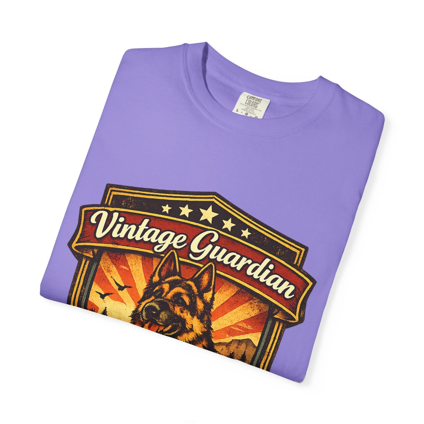 Vintage Guardian German Shepherd T-Shirt | Dog Badge Shield Design
