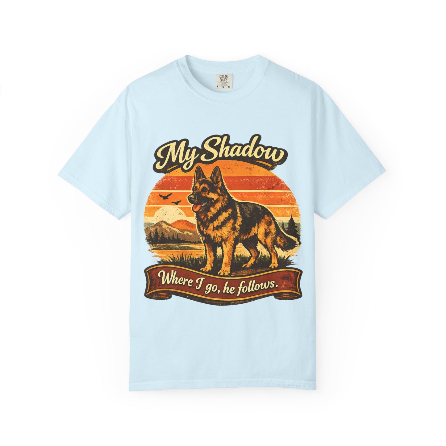 German Shepherd 'My Shadow' Vintage Sunset T-Shirt | Dog Lover Tee