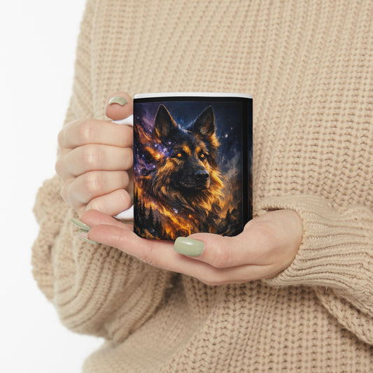 German Shepherd Galaxy Coffee Mug | Cosmic Dog Ceramic Mug