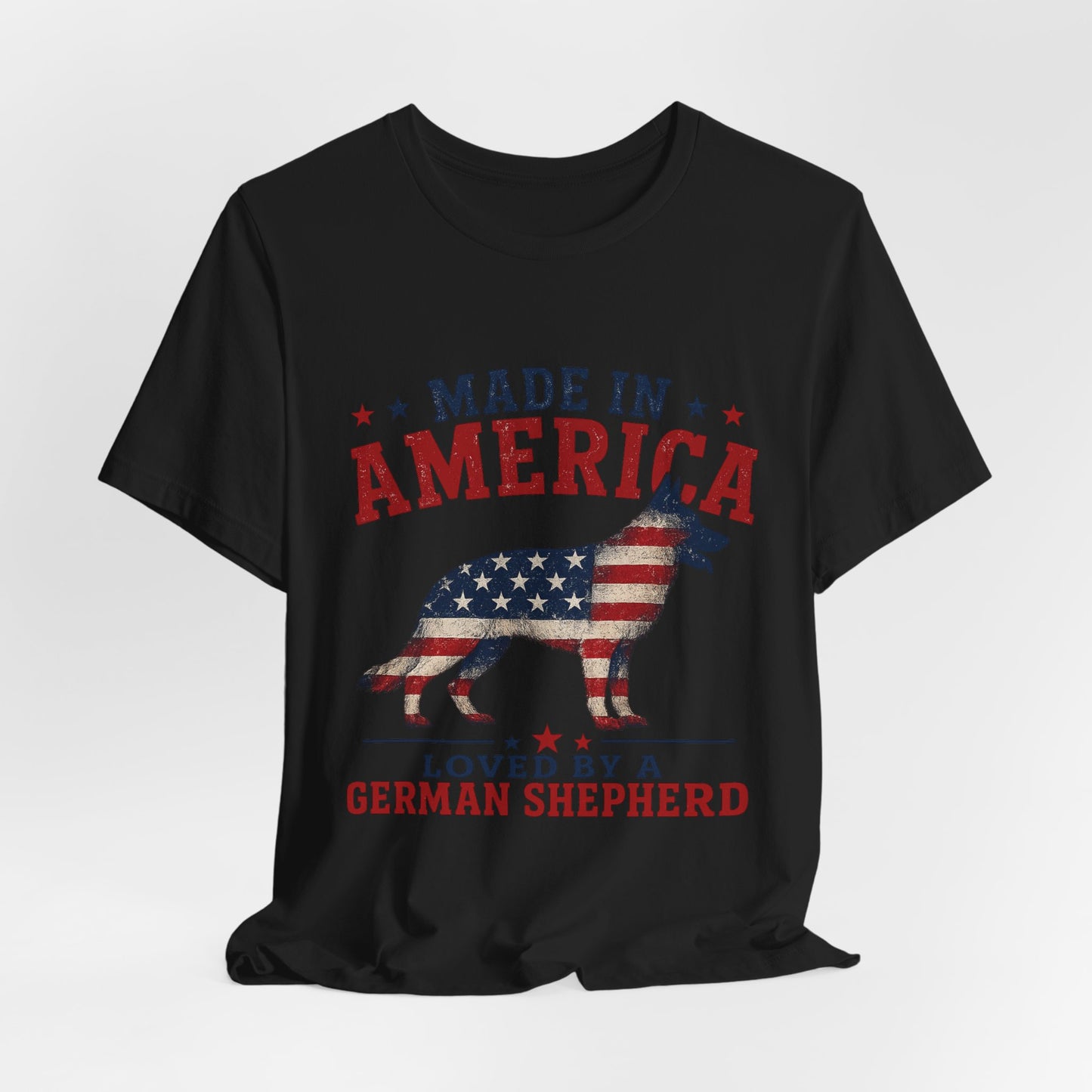 Made in America Loved by a German Shepherd Patriotic T-Shirt