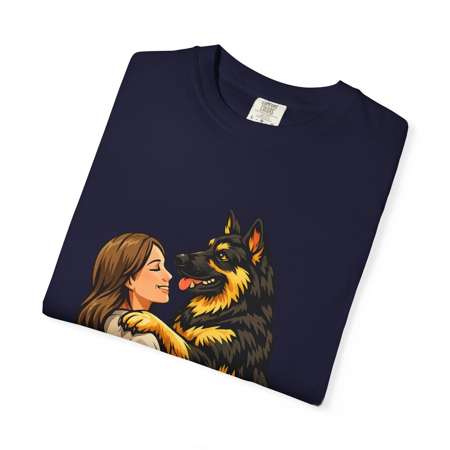 I Love You More Than Treats T-shirt | Girl Hugging German Shepherd Dog