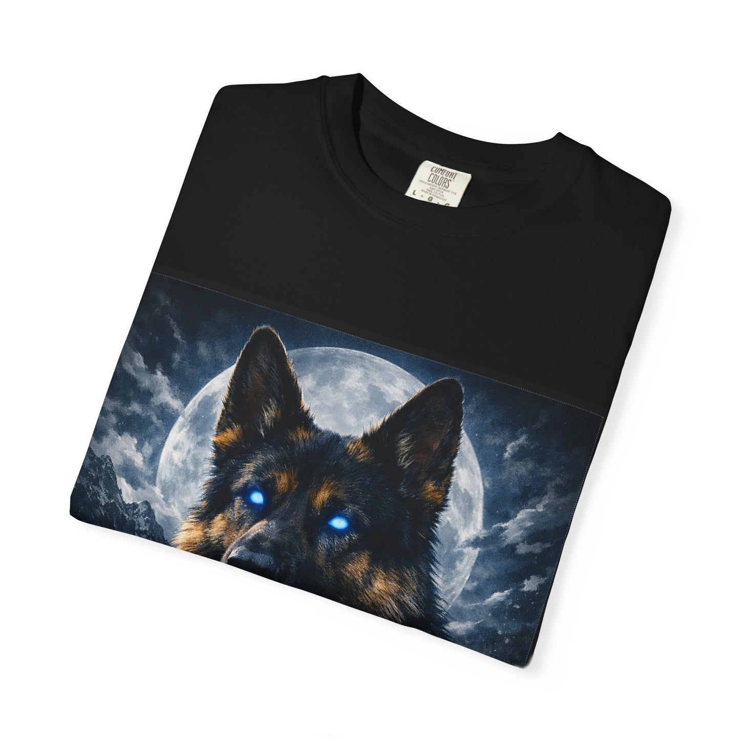 German Shepherd Portrait T-shirt | Dog Art, Night Sky Paw Print