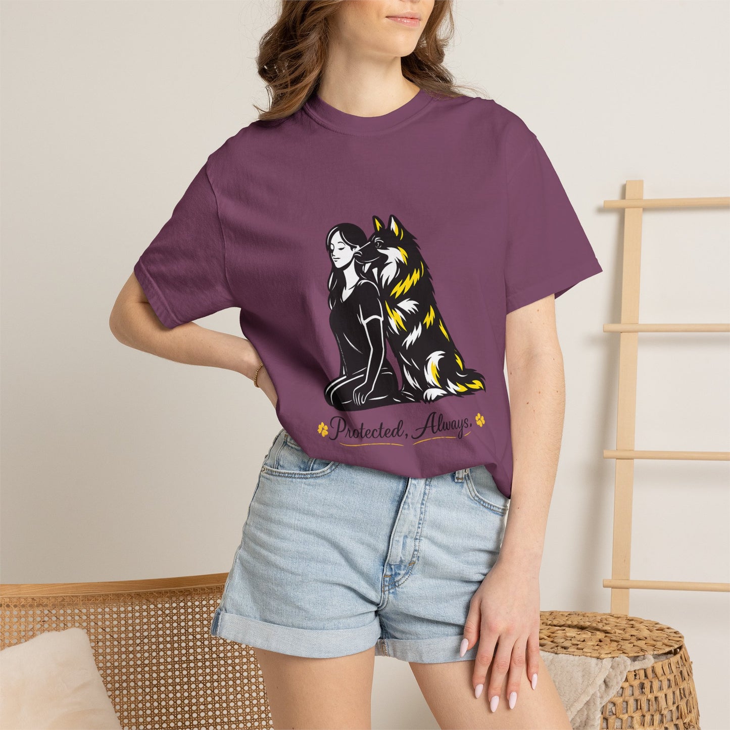German Shephard and Woman, Guarded Forever, Petite Center Print