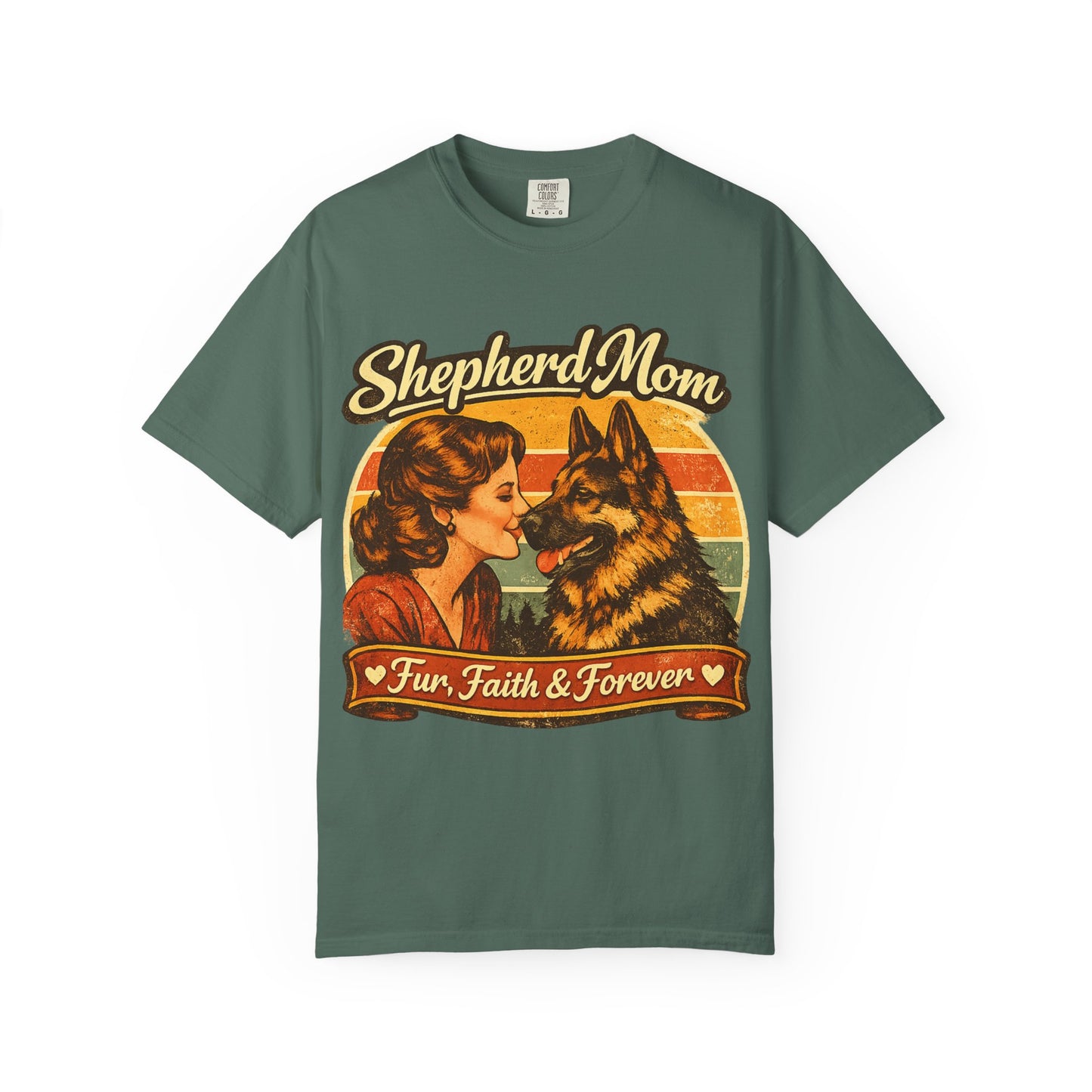 Shepherd Mom Vintage Portrait T-Shirt | German Shepherd Mom Tee