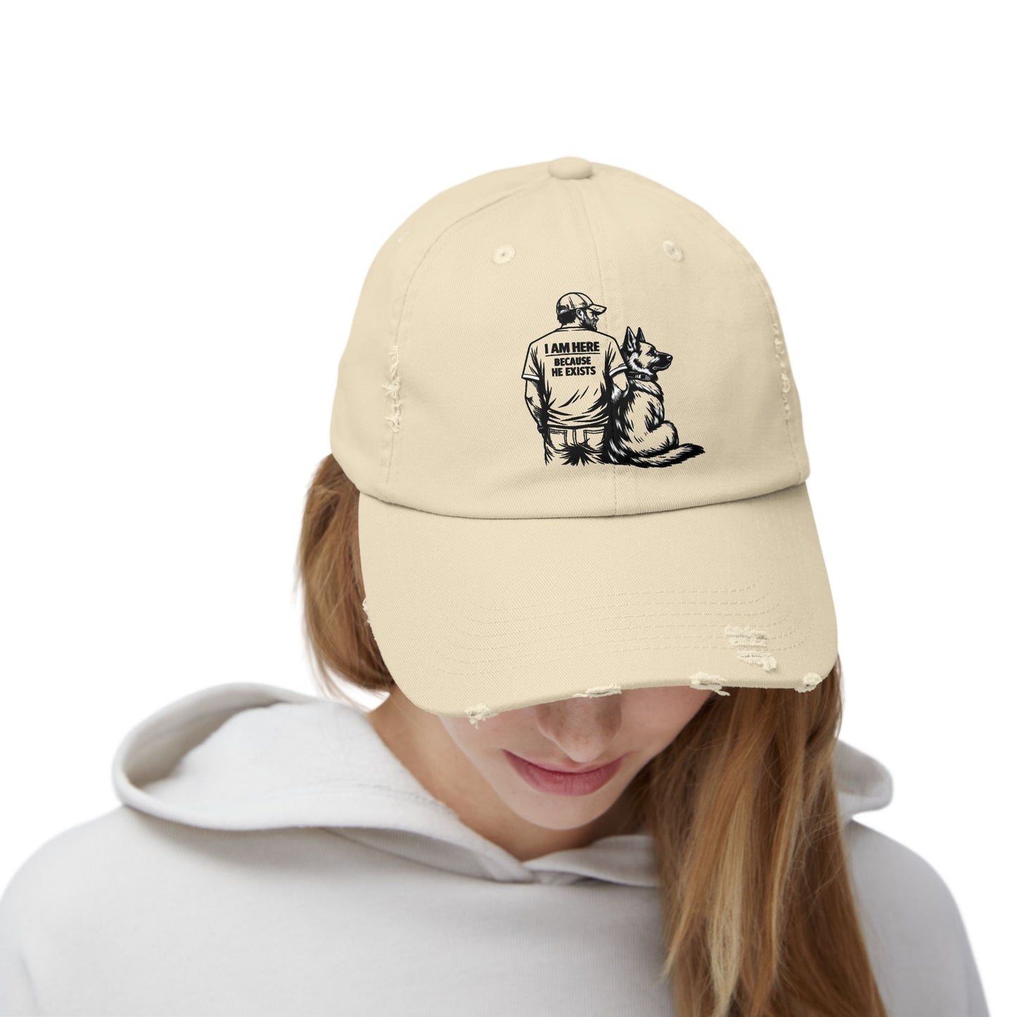 Dad and Dog Distressed Cap — Veteran/First Responder Tribute Hat