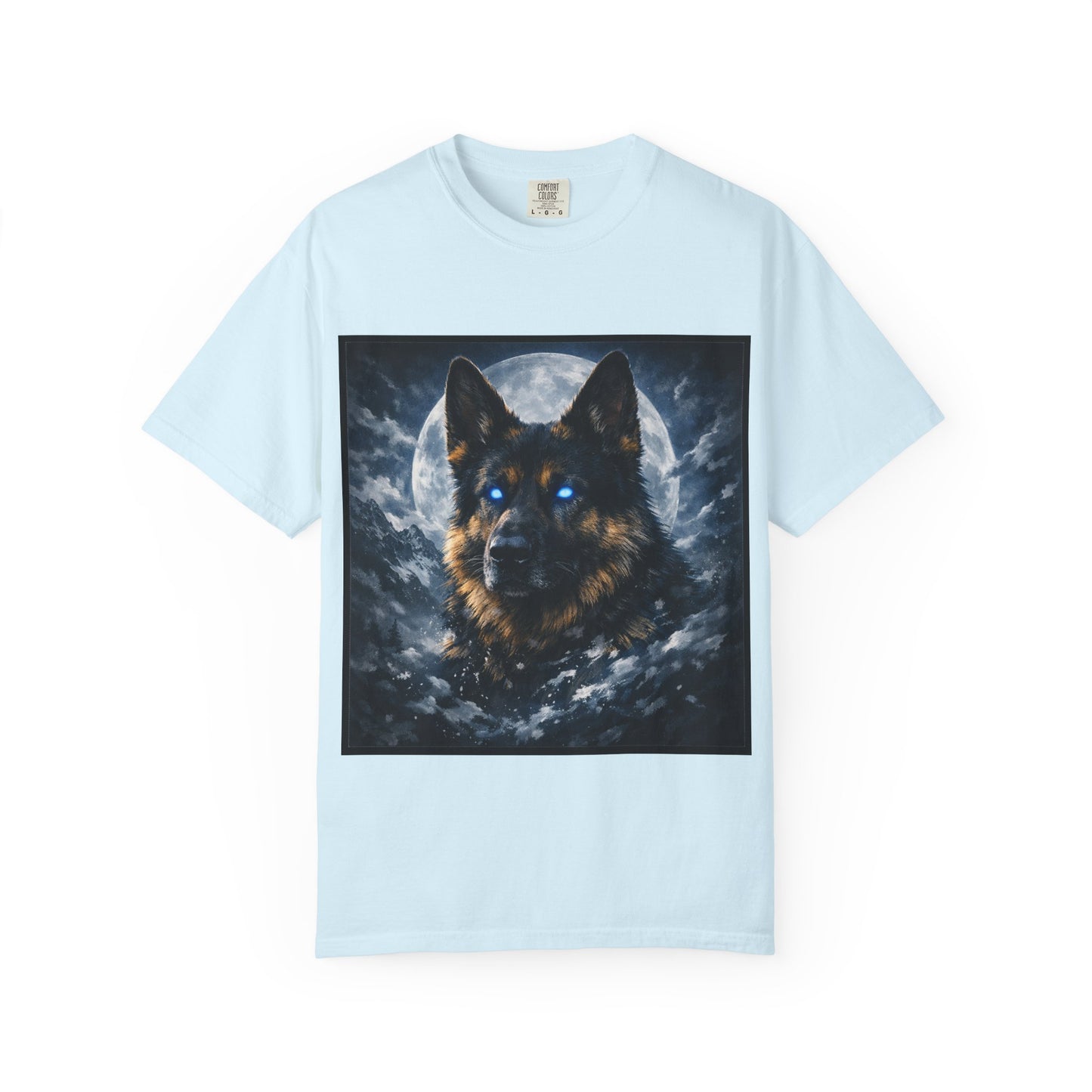 German Shepherd Portrait T-shirt | Dog Art, Night Sky Paw Print