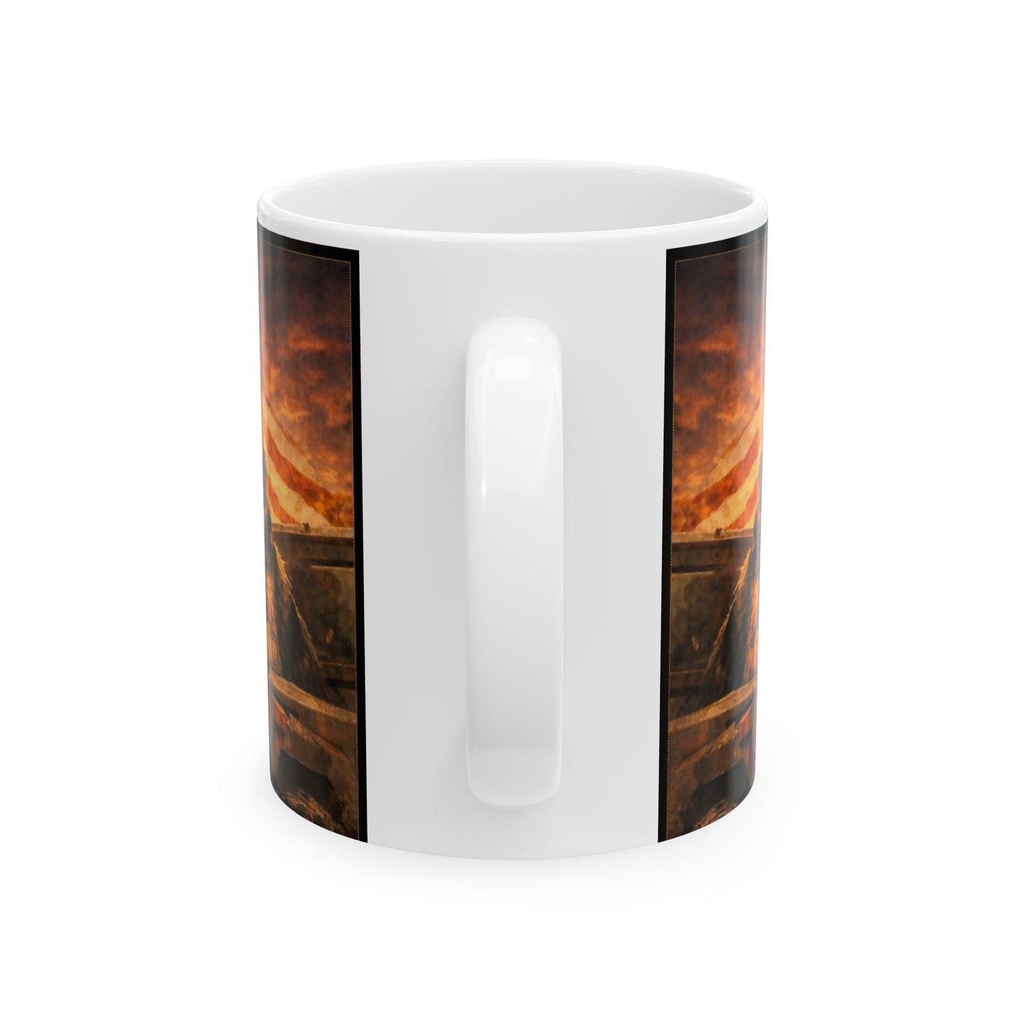 German Shepherd with American Flag Mug | Patriotic Dog Coffee Mug