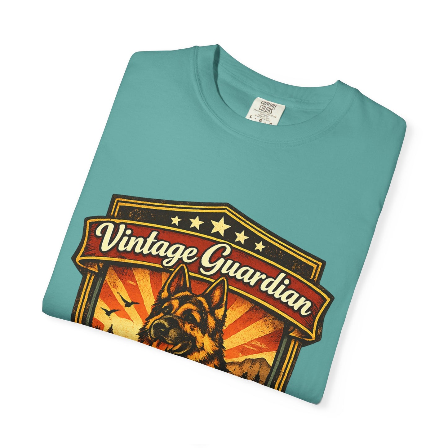 Vintage Guardian German Shepherd T-Shirt | Dog Badge Shield Design