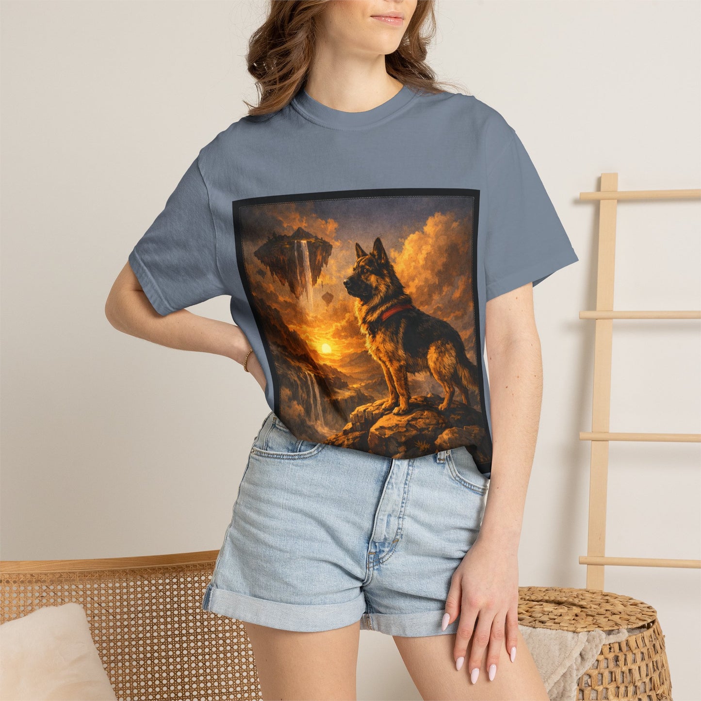 German Shepherd at Sunset T-shirt | Dog Portrait, Epic Landscape
