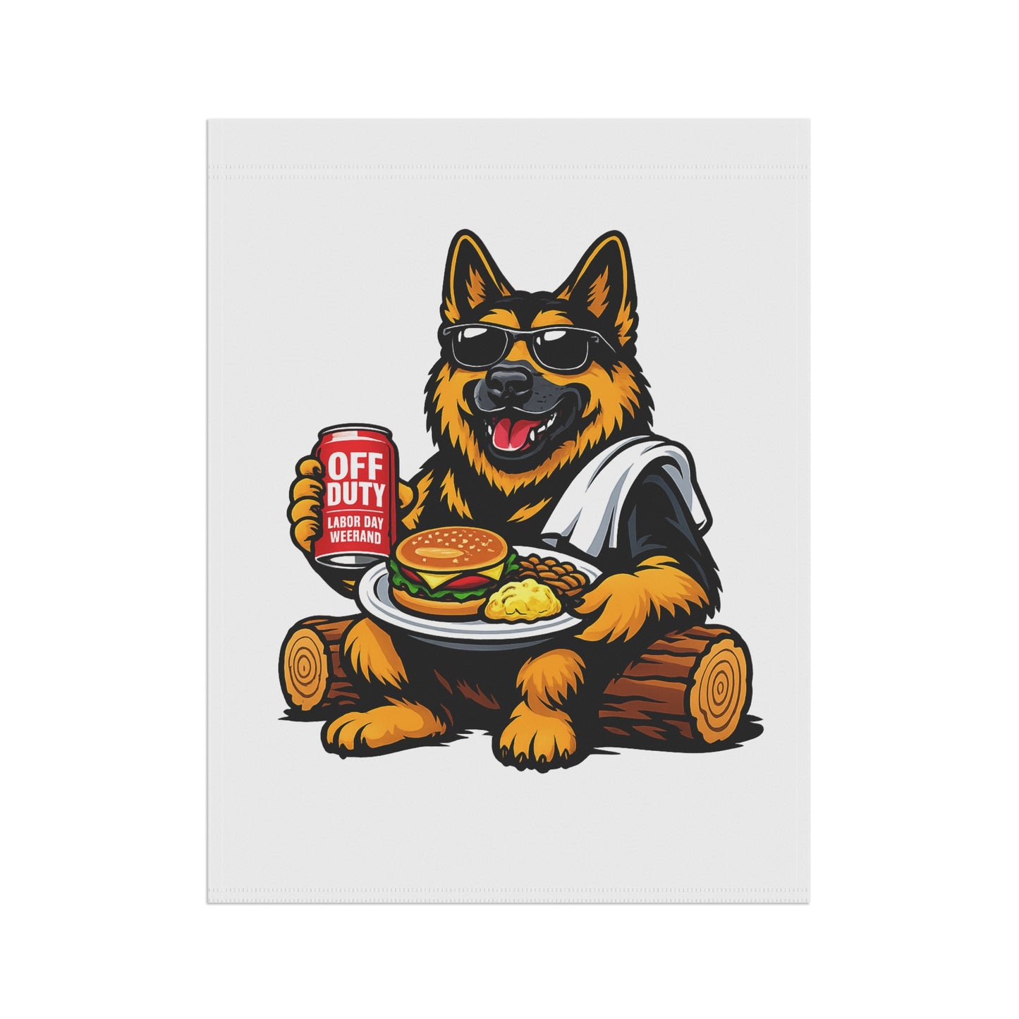 German Shepherd Relaxing Garden Flag — "Off Duty" BBQ Dog House Banner