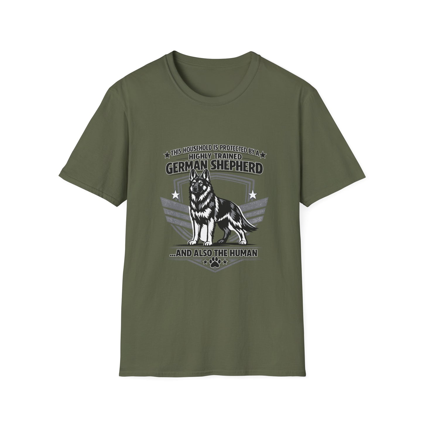 German Shepherd Protector T-Shirt — "This Household Is Protected By A Highly Trained German Shepherd"