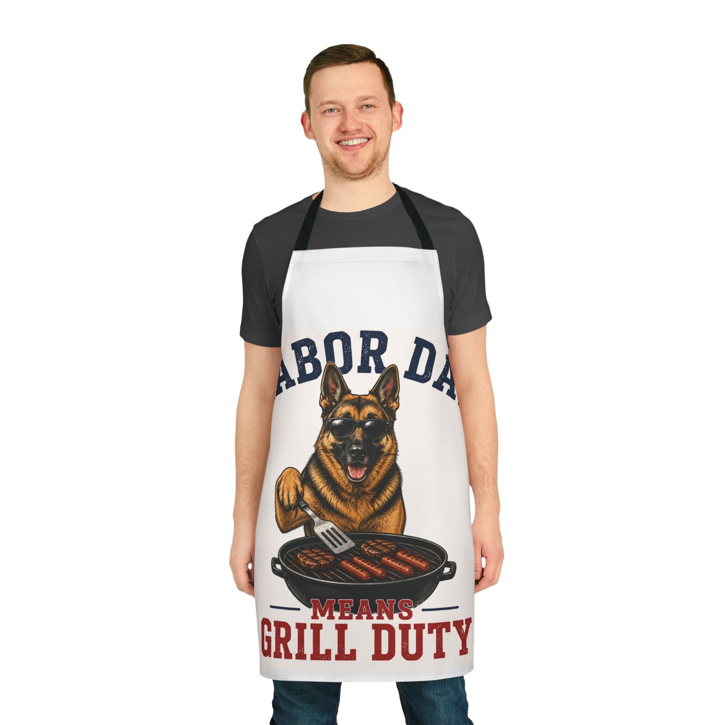 Labor Day Grill Duty Apron — German Shepherd BBQ Cooking Apron