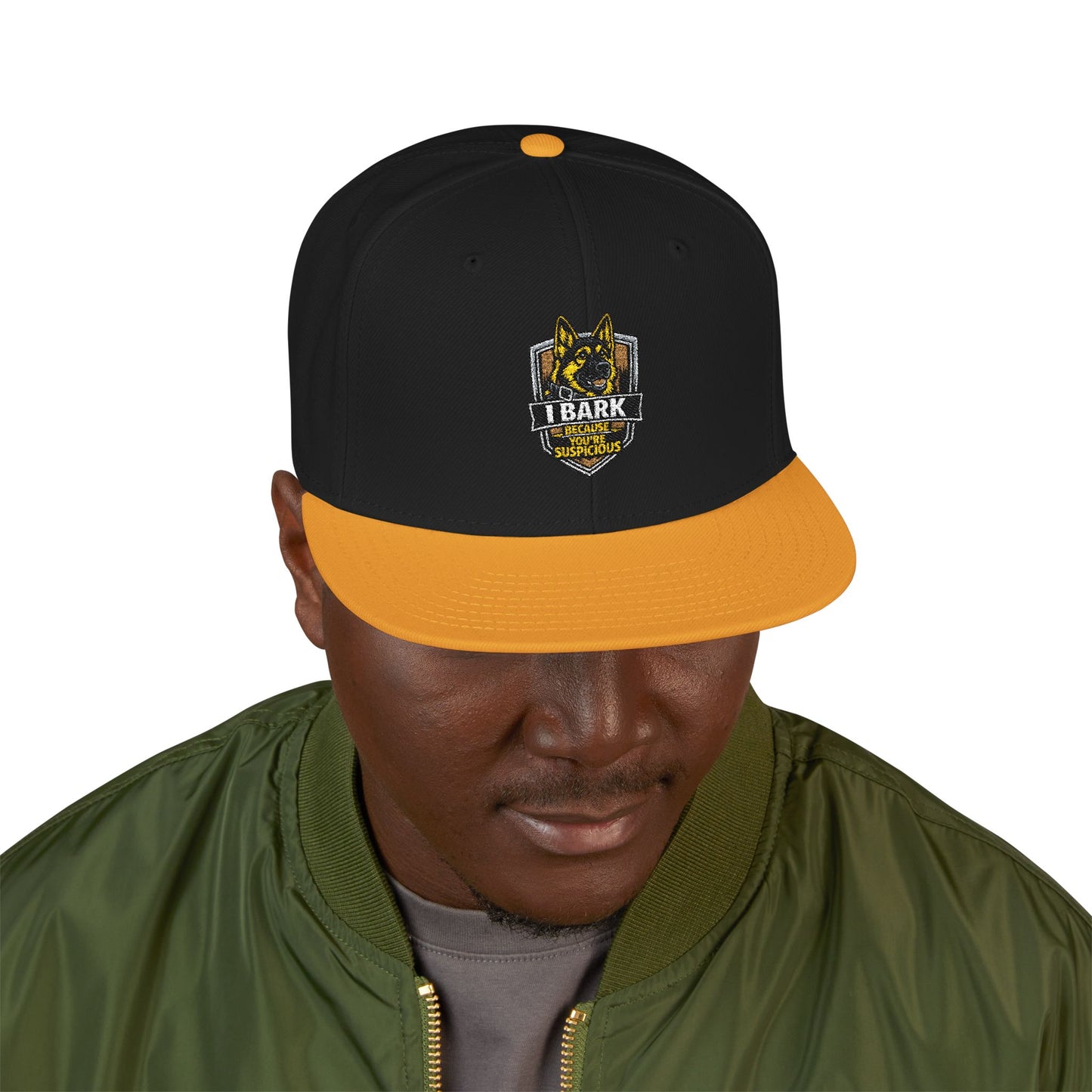 Embroidered Crown Skull Snapback Hat — Streetwear Baseball Cap with Gold Accent
