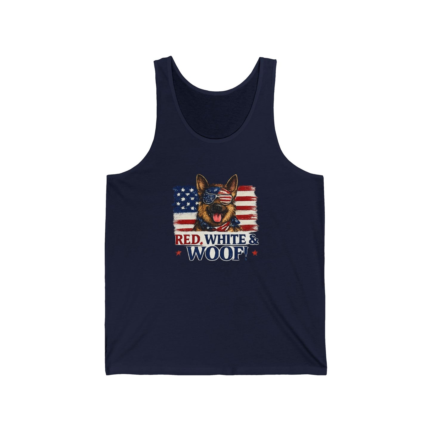 Red, White & Woof! Dog Face with American Flag Tank