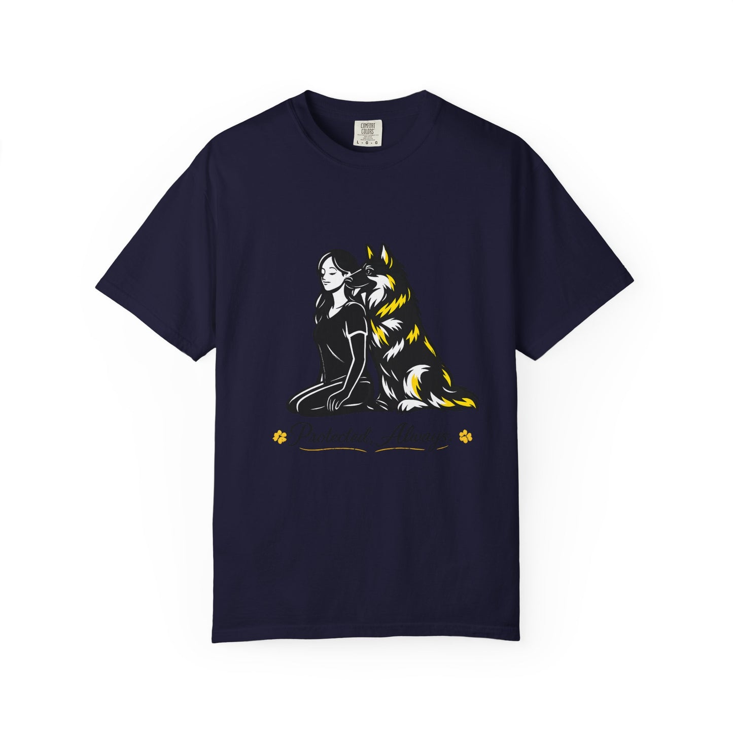 German Shephard and Woman, Guarded Forever, Petite Center Print