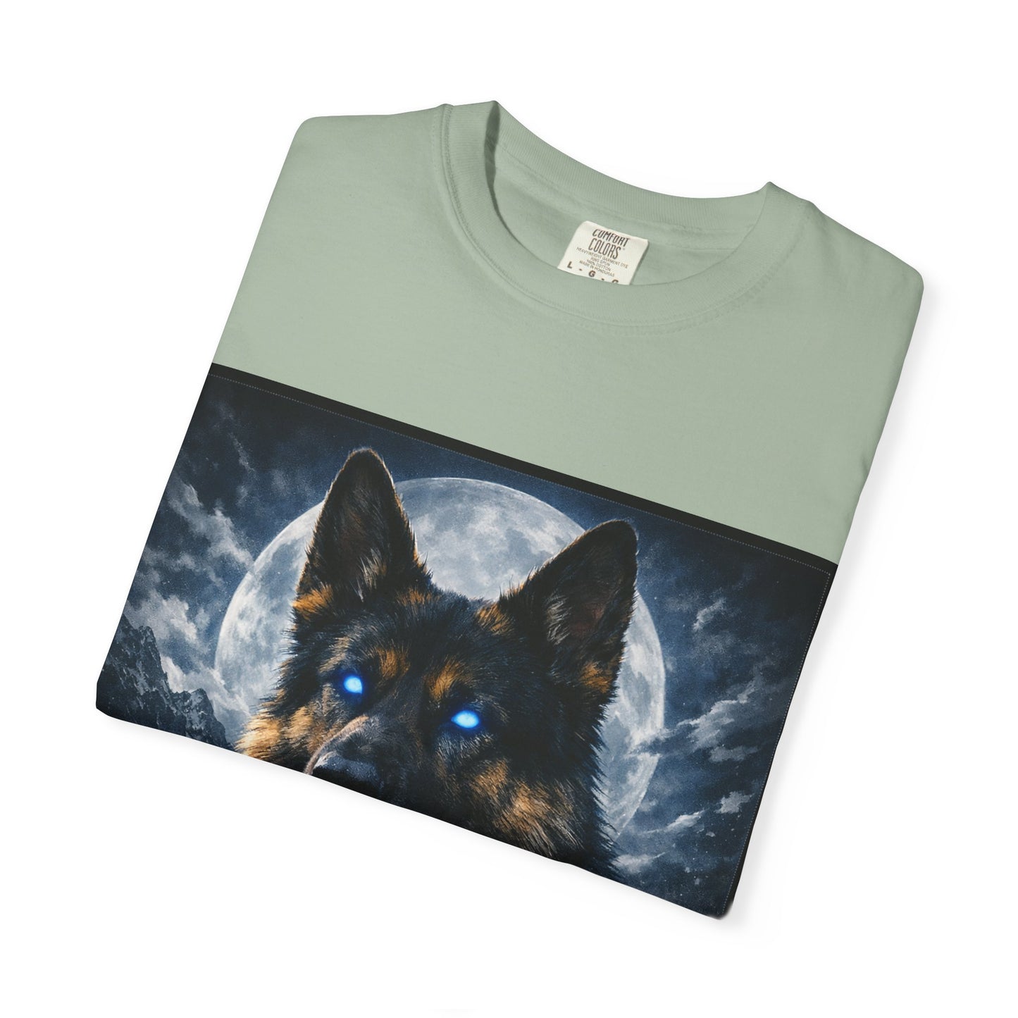 German Shepherd Portrait T-shirt | Dog Art, Night Sky Paw Print