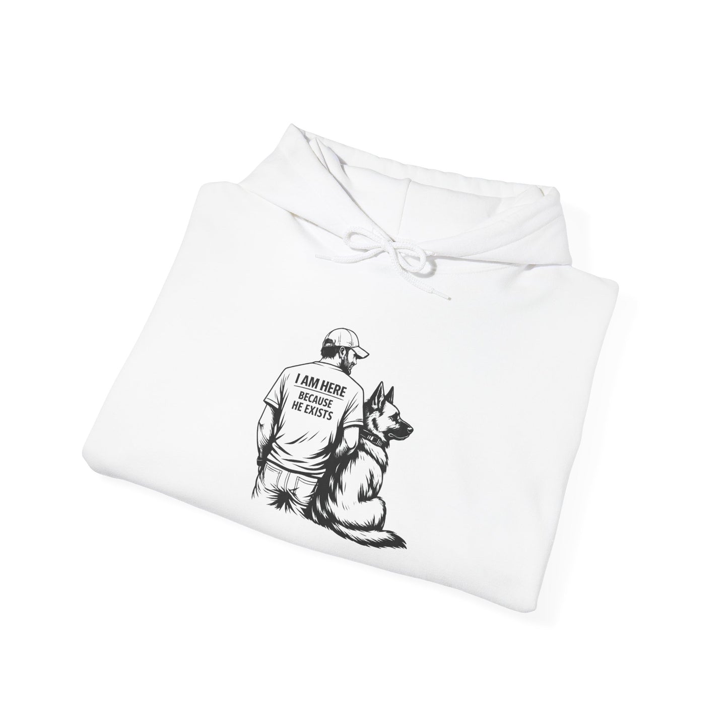Hoodie — I Am My Dog’s Human Graphic Pullover (Man with German Shepherd)