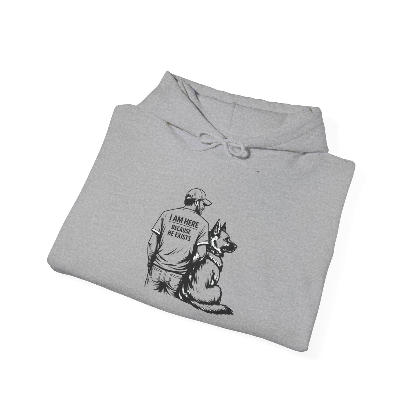 Hoodie — I Am My Dog’s Human Graphic Pullover (Man with German Shepherd)