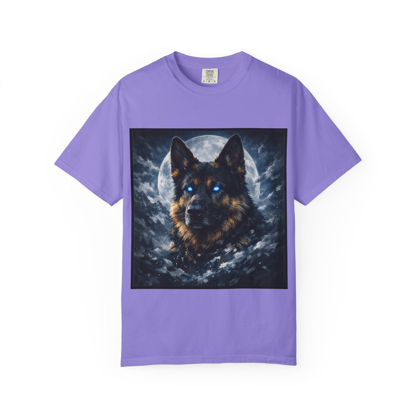 German Shepherd Portrait T-shirt | Dog Art, Night Sky Paw Print