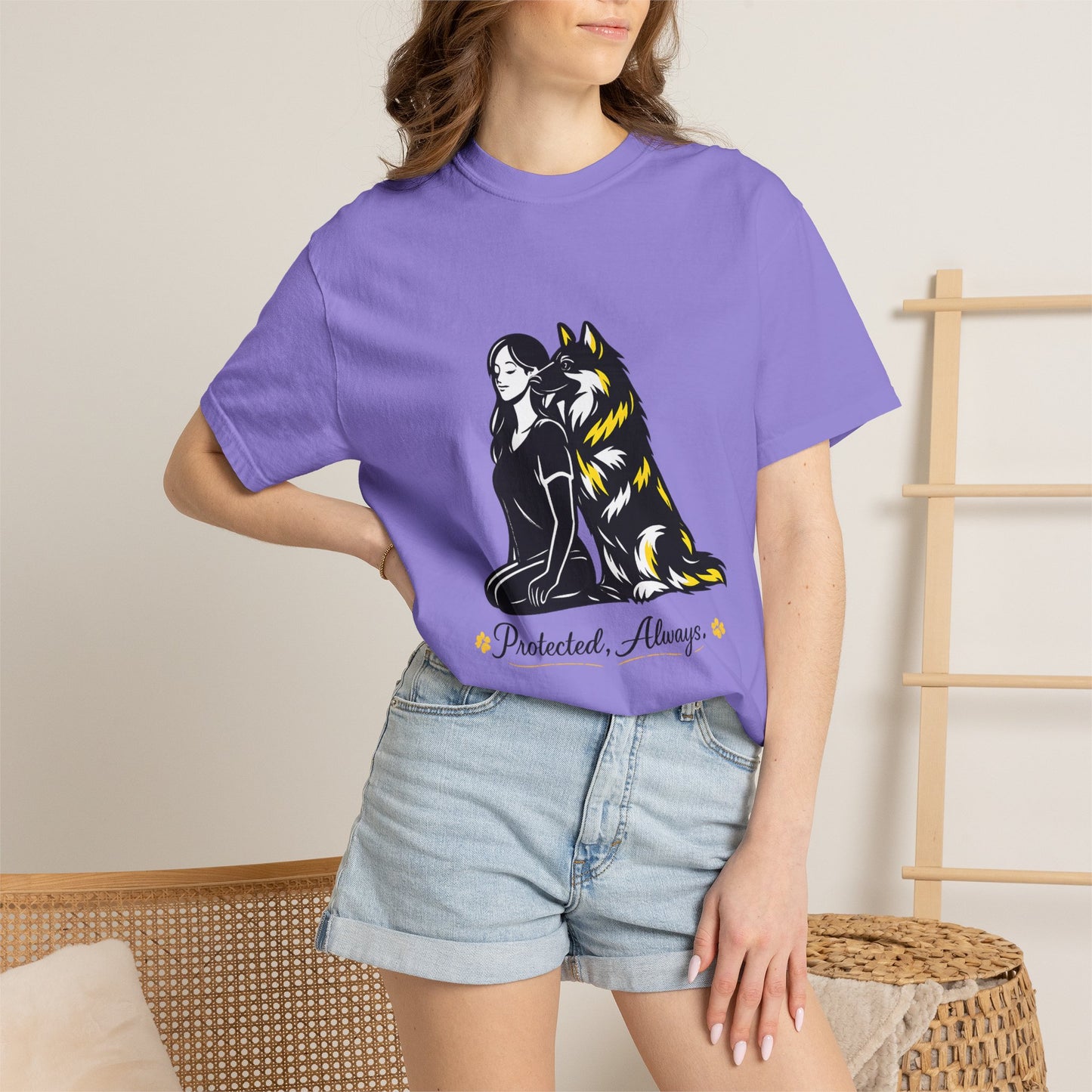 German Shephard and Woman, Guarded Forever, Petite Center Print