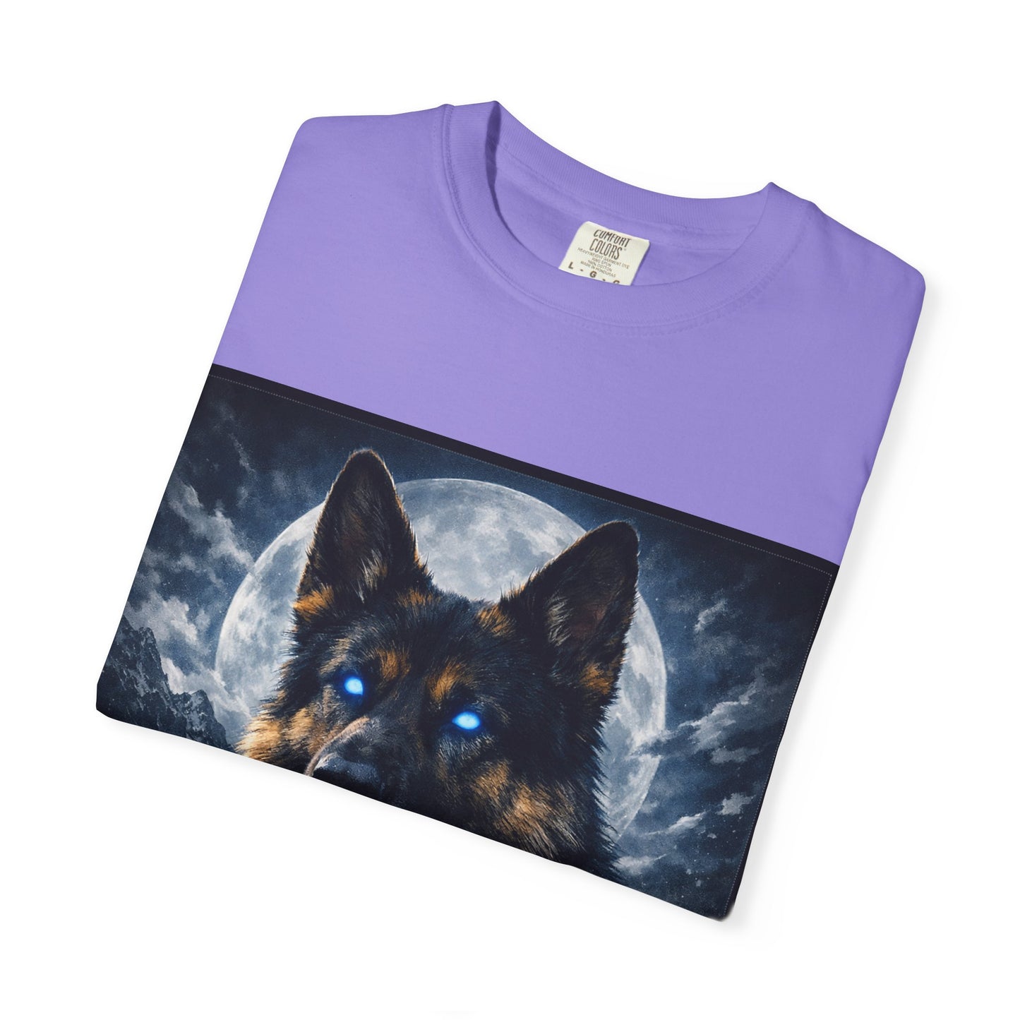 German Shepherd Portrait T-shirt | Dog Art, Night Sky Paw Print