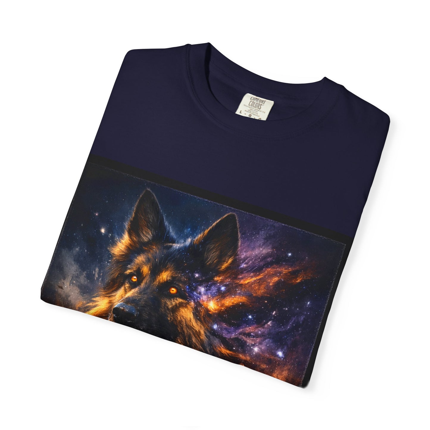 Cosmic German Shepherd Blaze T-Shirt | Galaxy fire Animal Artwork