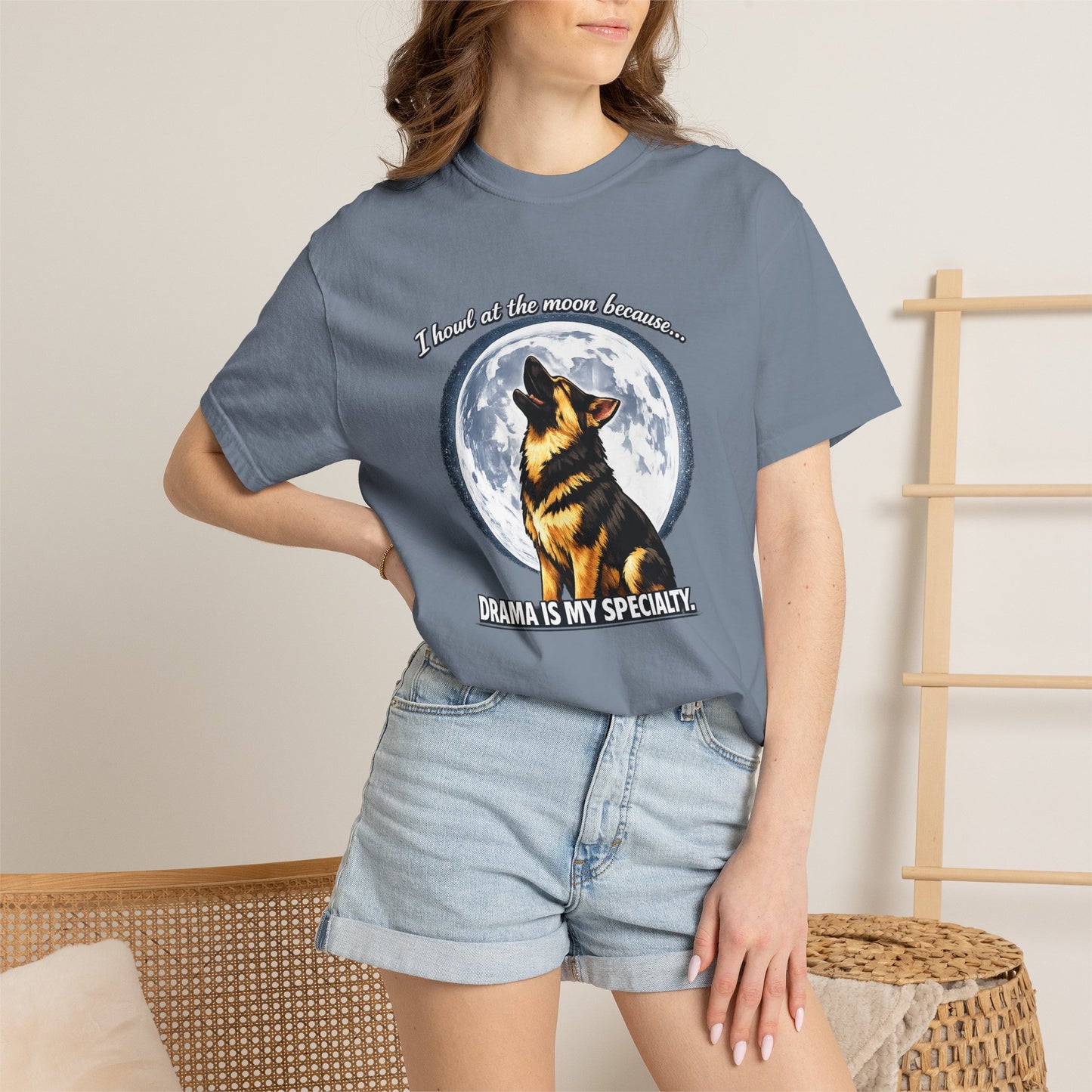 Howl at the Moon German Shepherd T-Shirt | Drama's My Specialty