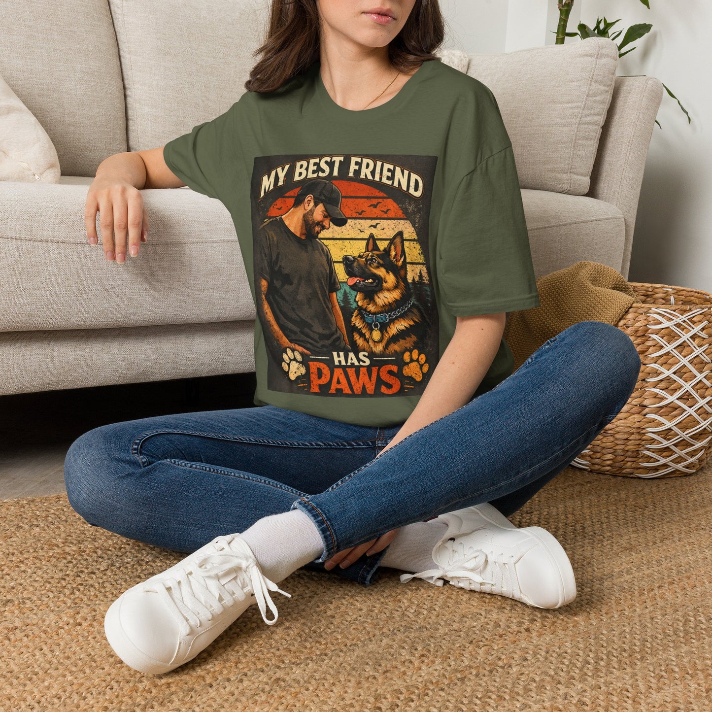 My Best Friend Has Paws T-Shirt | Dog Lover Retro Graphic